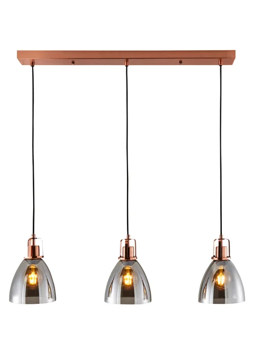 INLIGHT DECLYN Glass 3 Light Diner Pendant Copper & Smoke (40-110cm x 90cm) - ONZ Image 4