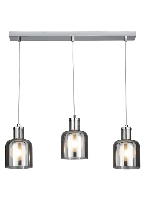 INLIGHT JAVARI 3 Light Diner Pendant Chrome & Smoke (40-100cm x 70cm) - ONZ Image 4
