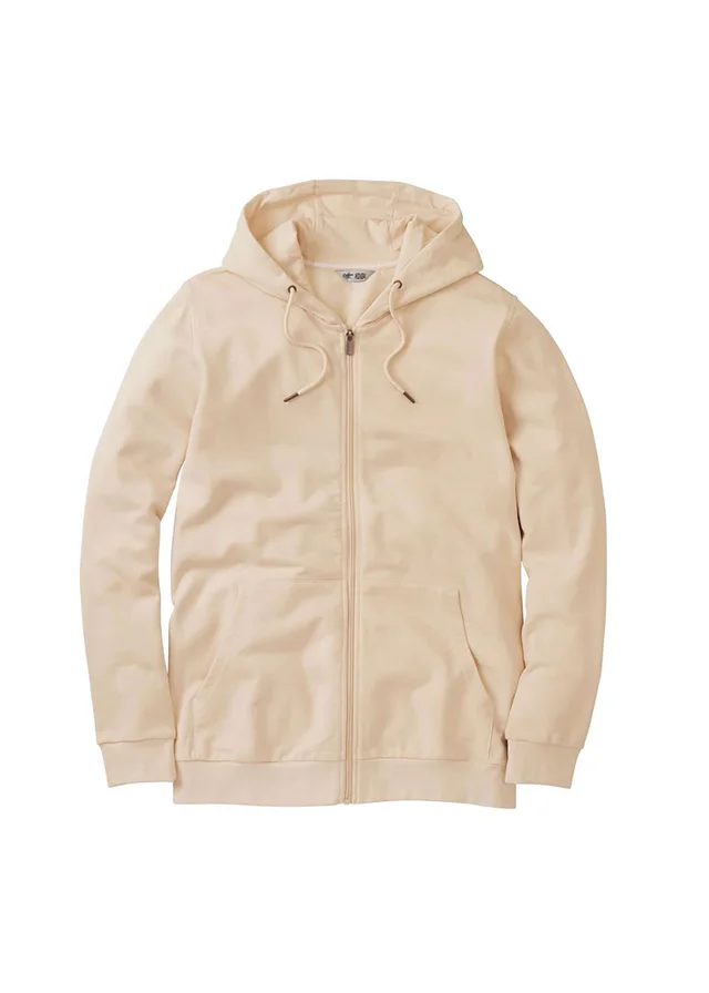 Cotton Traders Parchment Cotton Hooded Zip Through Sweat