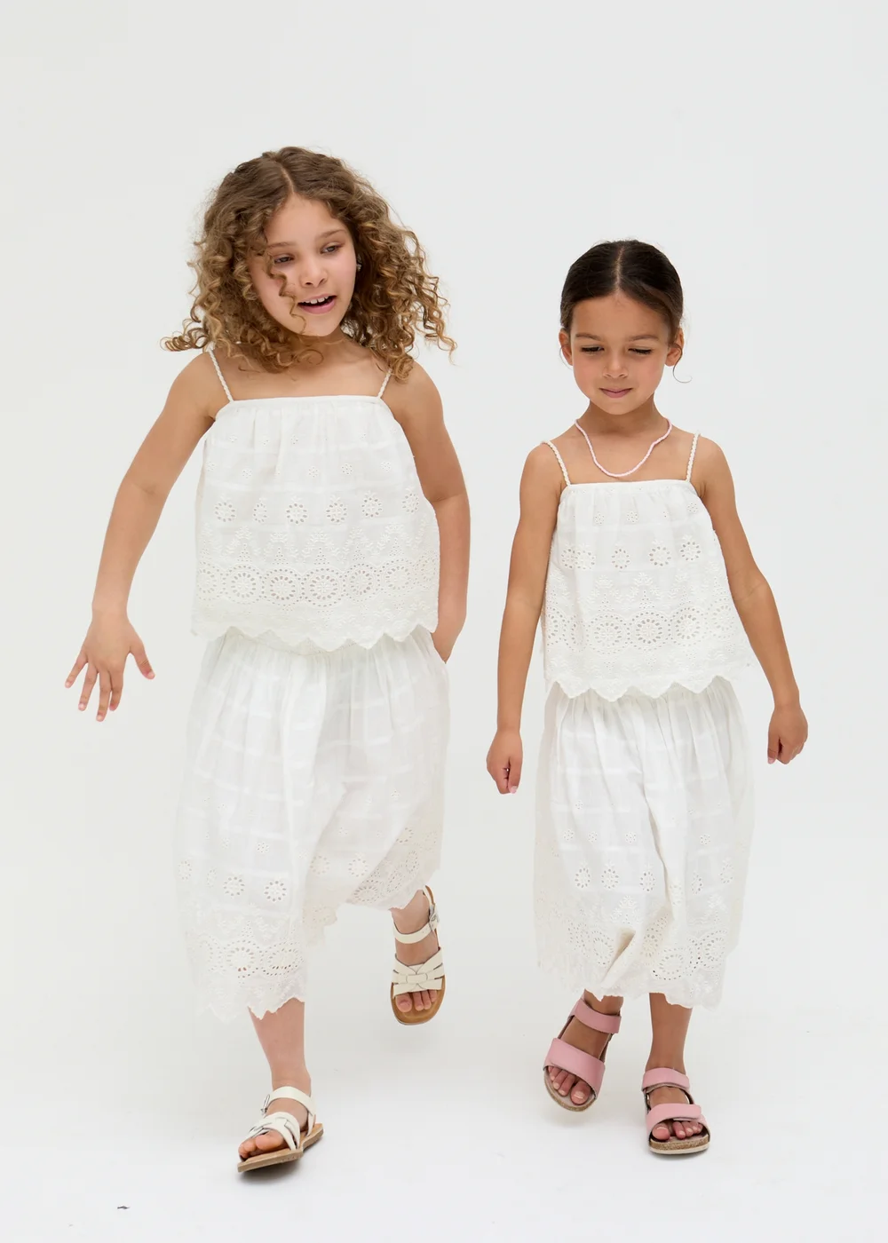 Raffya Kids White Rufa Spaghetti Strap Windowpane Check Cami (3-9 Years) - Age 5 Years Image 2