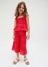 Raffya Kids Red Sia Shirred Floral Print Co-ord Set (3-9 Years) - Age 5 Years Image 1