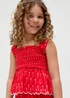 Raffya Kids Red Sia Shirred Floral Print Co-ord Set (3-9 Years) - Age 5 Years Image 2