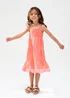 Raffya Kids Pink Emma Shirred Bodice Scalloped Embroidered Dress (3-9 Years) - 6 Yrs Image 1