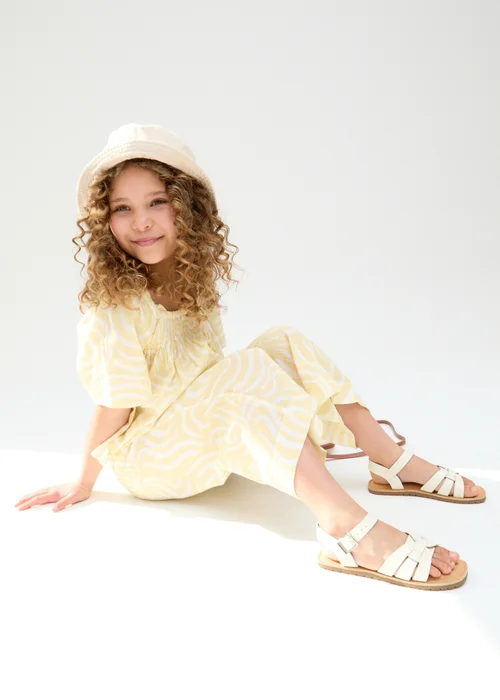 Raffya Kids Yellow Nia Shirred Neck Zebra Swirl Print Co-ords Set (3-9 Years) - Age 8 Years Image 3