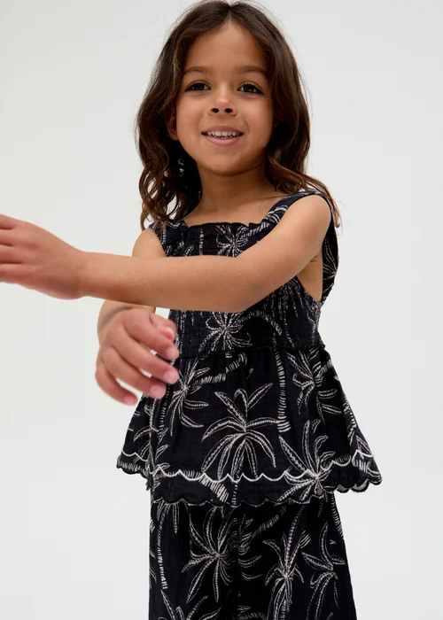 Raffya Kids Black Sia Shirred Floral Print Co-ord Set (3-9 Years) - Age 5 Years Image 4