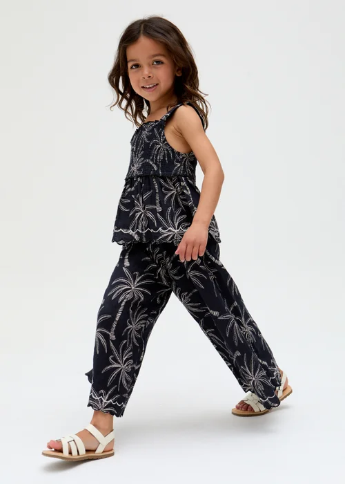 Raffya Kids Black Sia Shirred Floral Print Co-ord Set (3-9 Years) - Age 5 Years Image 2