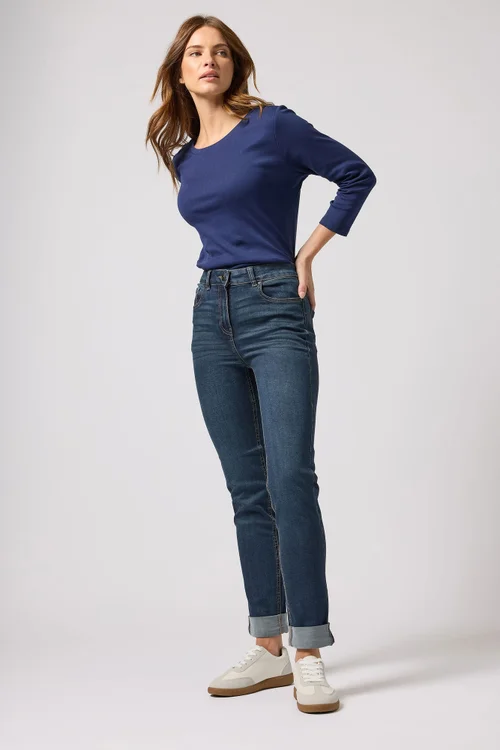 M&Co Blue Mid Wash Ankle Grazer Cigarette Jean - 8/L27 Image 3