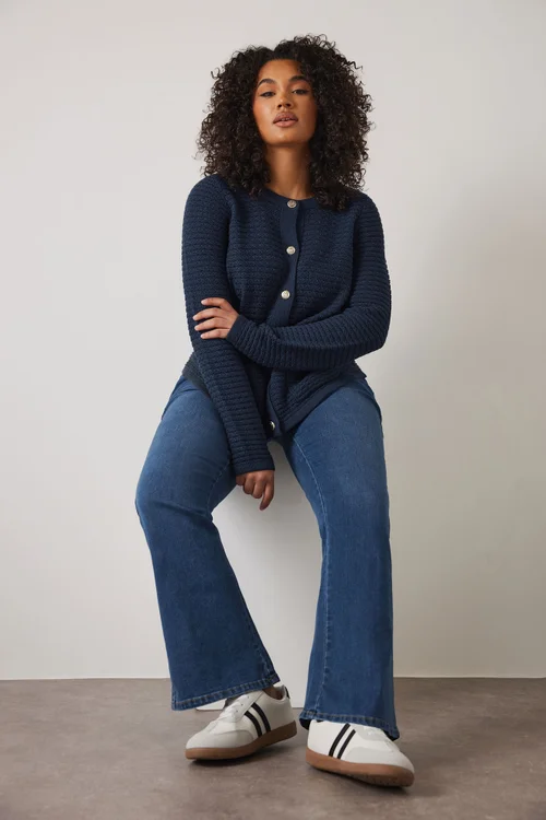 Evans Curve Mid Blue Denim Bootcut Jeans - 20/L31 Image 1