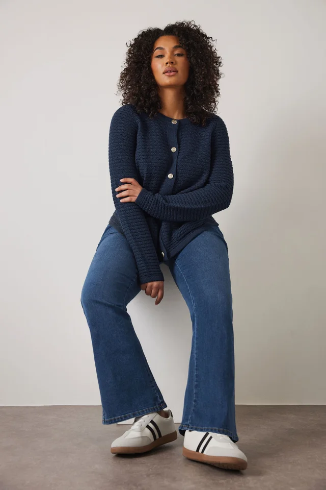 Evans Curve Mid Blue Denim Bootcut Jeans