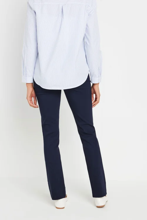 M&Co Navy Blue Straight Leg Bengaline Formal Trousers - 16/L31 Image 3