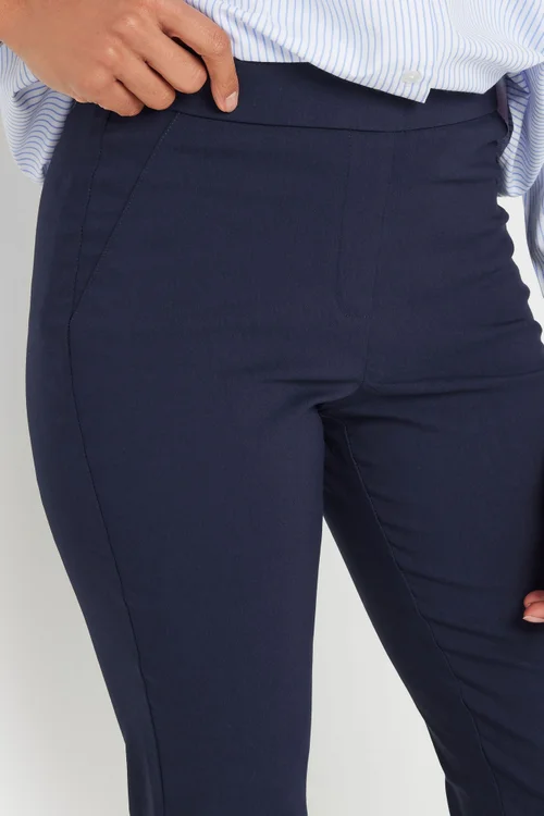 M&Co Navy Blue Straight Leg Bengaline Formal Trousers - 16/L31 Image 4