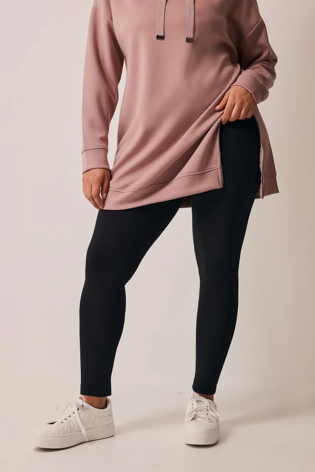 Evans Curve Black Cotton Stretch Leggings