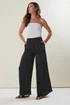 Long Tall Sally Black Matt Satin Wide Leg Trousers - Size 20, Leg 36 Image 2