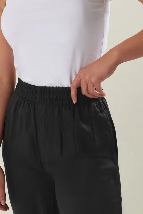 Long Tall Sally Black Matt Satin Wide Leg Trousers - Size 20, Leg 36 Image 4