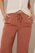 Long Tall Sally Rust Orange Linen Tie Waist Trousers - Size 20, Leg 34 Image 5