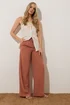 Long Tall Sally Rust Orange Linen Tie Waist Trousers - Size 20, Leg 34 Image 3