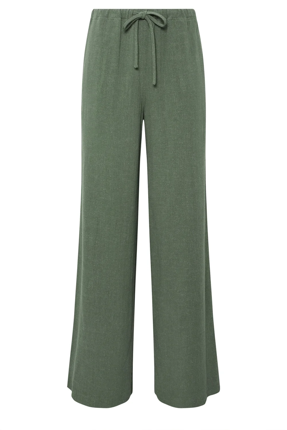 Long Tall Sally Khaki Green Linen Tie Waist Trousers - Size 18, Leg 34 Image 5