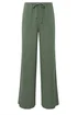 Long Tall Sally Khaki Green Linen Tie Waist Trousers - Size 22, Leg 34 Image 5