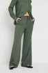 Long Tall Sally Khaki Green Linen Tie Waist Trousers - Size 22, Leg 34 Image 2