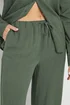 Long Tall Sally Khaki Green Linen Tie Waist Trousers - Size 22, Leg 34 Image 4