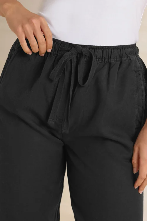 Long Tall Sally Black Lyocell Blend Joggers - 14/L34 Image 4