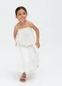 Raffya Kids White Rufa Smocked Waist Windowpane Check Skirt (3-9 Years) - Age 5 Years Image 1