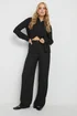 Long Tall Sally Black Linen Pleated Wide Leg Trousers - Size 14, Leg 36 Image 1