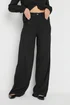 Long Tall Sally Black Linen Pleated Wide Leg Trousers - Size 14, Leg 36 Image 2