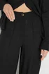 Long Tall Sally Black Linen Pleated Wide Leg Trousers - Size 14, Leg 36 Image 4