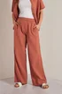 Long Tall Sally Rust Orange Cotton Cheescloth Wide Leg Trousers - Size 16, Leg 36 Image 3