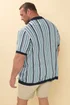 BadRhino Blue & White Stripe Knitted Revere Collar Shirt - 2SF Image 3