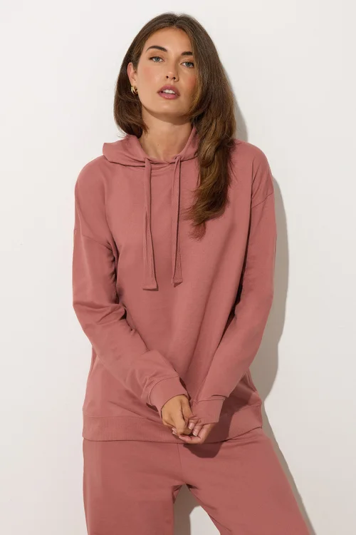 Long Tall Sally Coral Pink Jersey Drawcord Hoodie - Size 12 Image 2