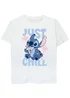 Ada & Ted Disney Lilo & Stitch Just Chill Kids White Graphic T-Shirt (3-13 Years) - Age 7-8 Years Image 1
