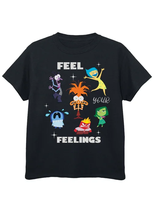 Ada & Ted Disney Inside Out Feelings Kids Black Graphic T-Shirt (3-13 Years) - Age 3-4 Years Image 1