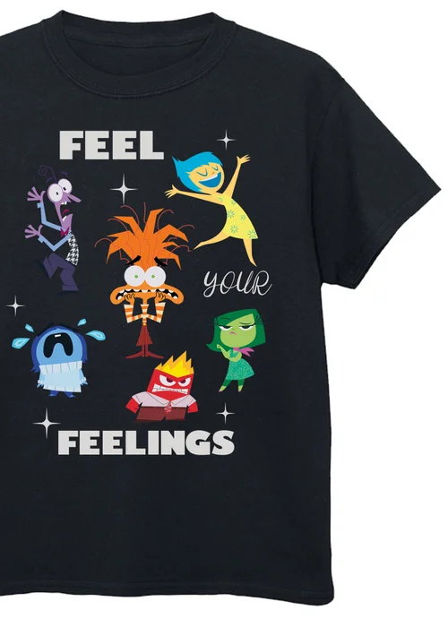 Ada & Ted Disney Inside Out Feelings Kids Black Graphic T-Shirt (3-13 Years) - Age 3-4 Years Image 2