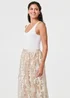 Izabel London Cream Floral Embellished High Waist Midi Skirt - 10 Image 4