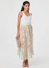 Izabel London Cream Floral Embellished High Waist Midi Skirt - 10 Image 1