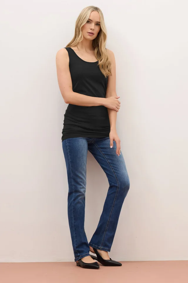 Long Tall Sally Black Cotton Longline Vest Top