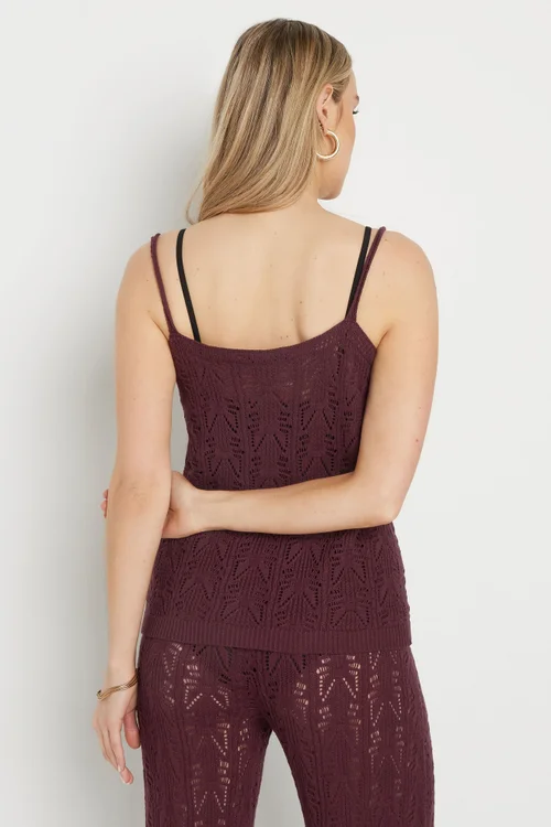 Long Tall Sally Dark Purple Pointelle Knit Button Cami Top - Size 18-20 Image 4