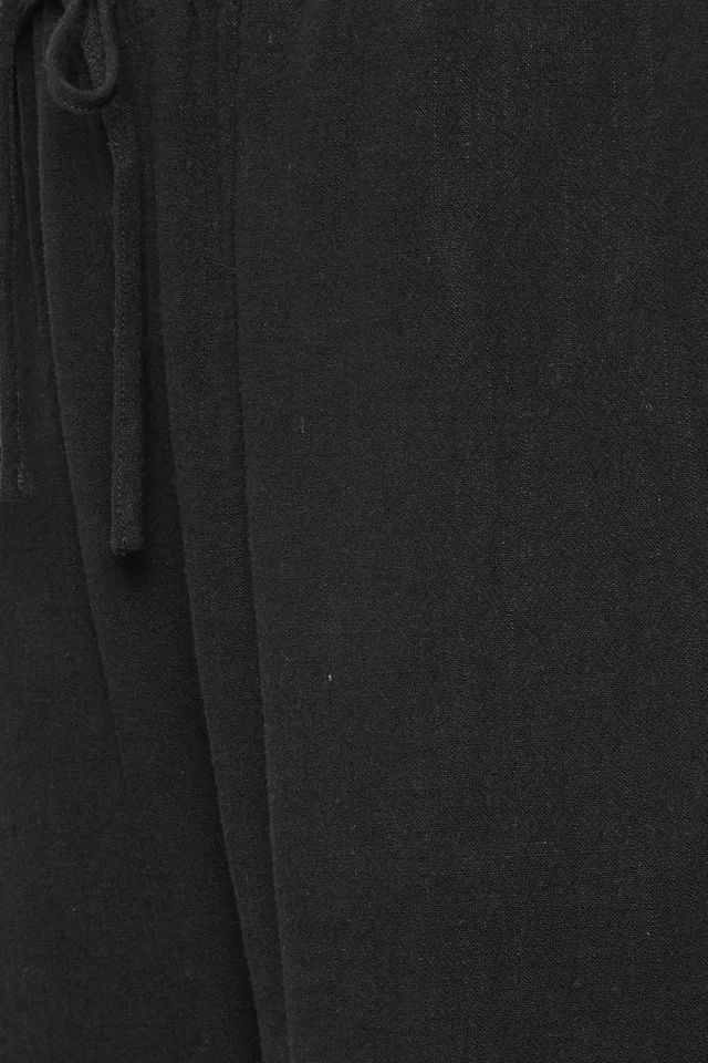 Long Tall Sally Black Wide Leg Cropped Linen Trousers