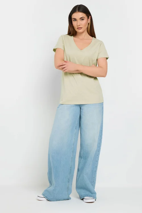 Long Tall Sally 3 Pack Sage Green & Berry Red V-Neck T-Shirts - Size 8 Image 4