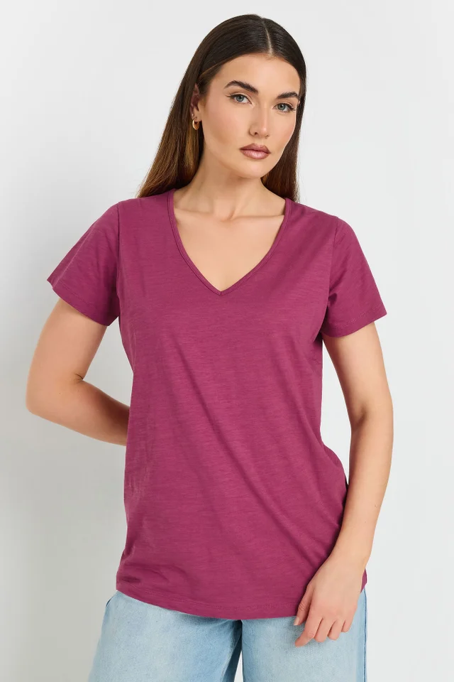 Long Tall Sally 3 Pack Sage Green & Berry Red V-Neck T-Shirts
