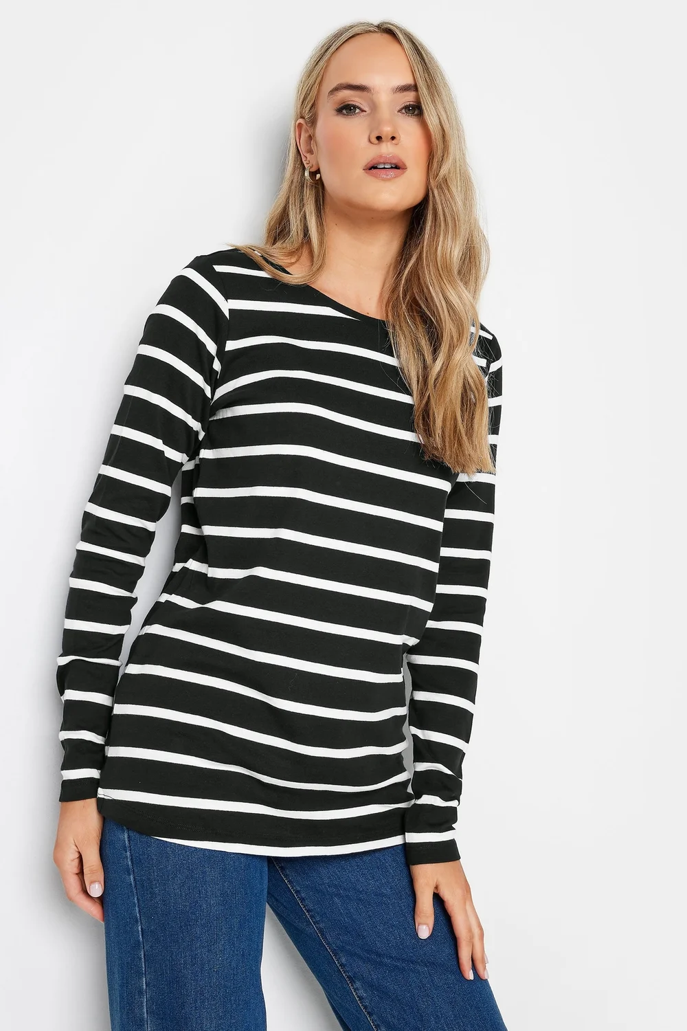 Long Tall Sally 2 Pack Black Stripe Print Long Sleeve T-Shirts - Size 14 Image 2