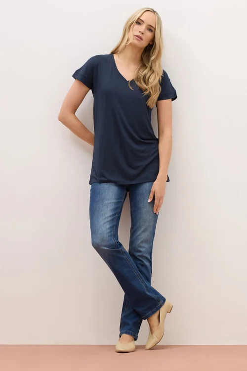 Long Tall Sally Premium Navy Blue V-Neck T-Shirt - Size 20 Clothing Image 1