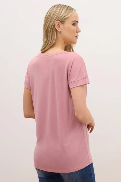 Long Tall Sally Premium Pink V-Neck T-Shirt - Size 14 Clothing Image 3