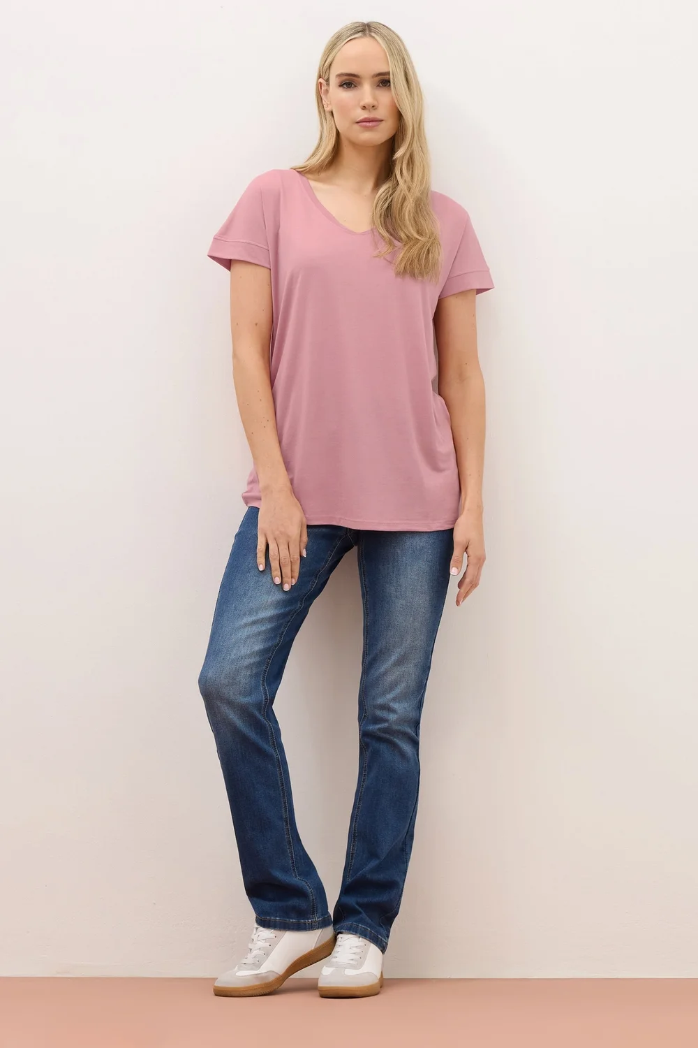 Long Tall Sally Premium Pink V-Neck T-Shirt - Size 14 Clothing Image 2