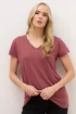 Long Tall Sally Premium Coral Pink V-Neck Modal T-Shirt - Size 8 Image 1