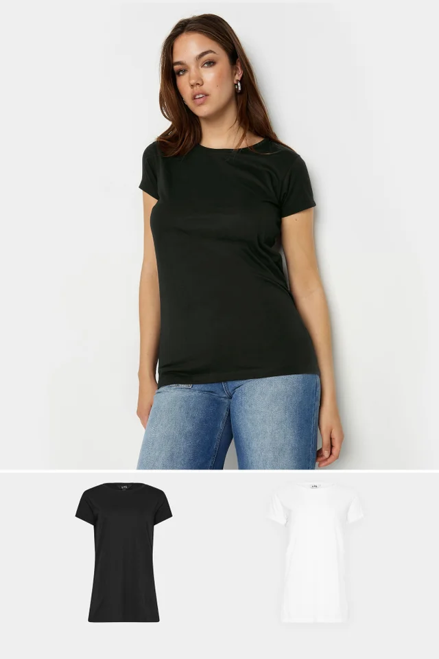 Long Tall Sally 2 Pack Black & White T-Shirts