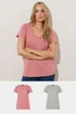 Long Tall Sally 2 Pack Pink & Grey V-Neck T-Shirts - Size 12 Image 1
