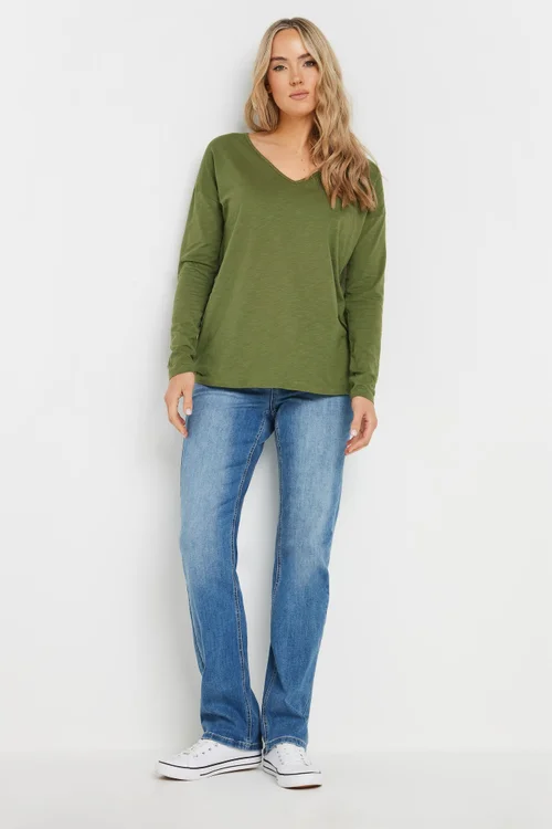 Long Tall Sally 2 Pack Stone Brown & Green Long Sleeve T-Shirts - Size 16 Clothing Image 3